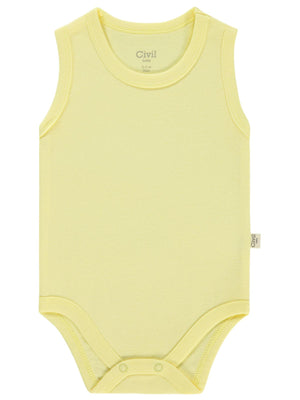 Civil Baby Düz Renkli 0-1 Ay Çıtçıtlı Badi - Sarı
