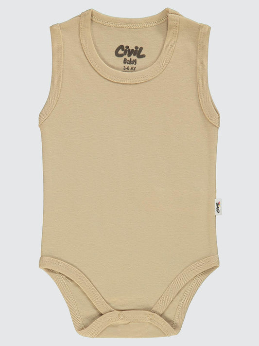 Civil Baby Düz Renkli 1-3 Yaş Çıtçıtlı Badi - Kahverengi