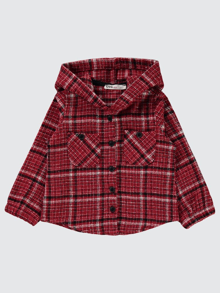 Civil Girls Kolu Lastikli 2-5 Yaş Gömlek - Bordo