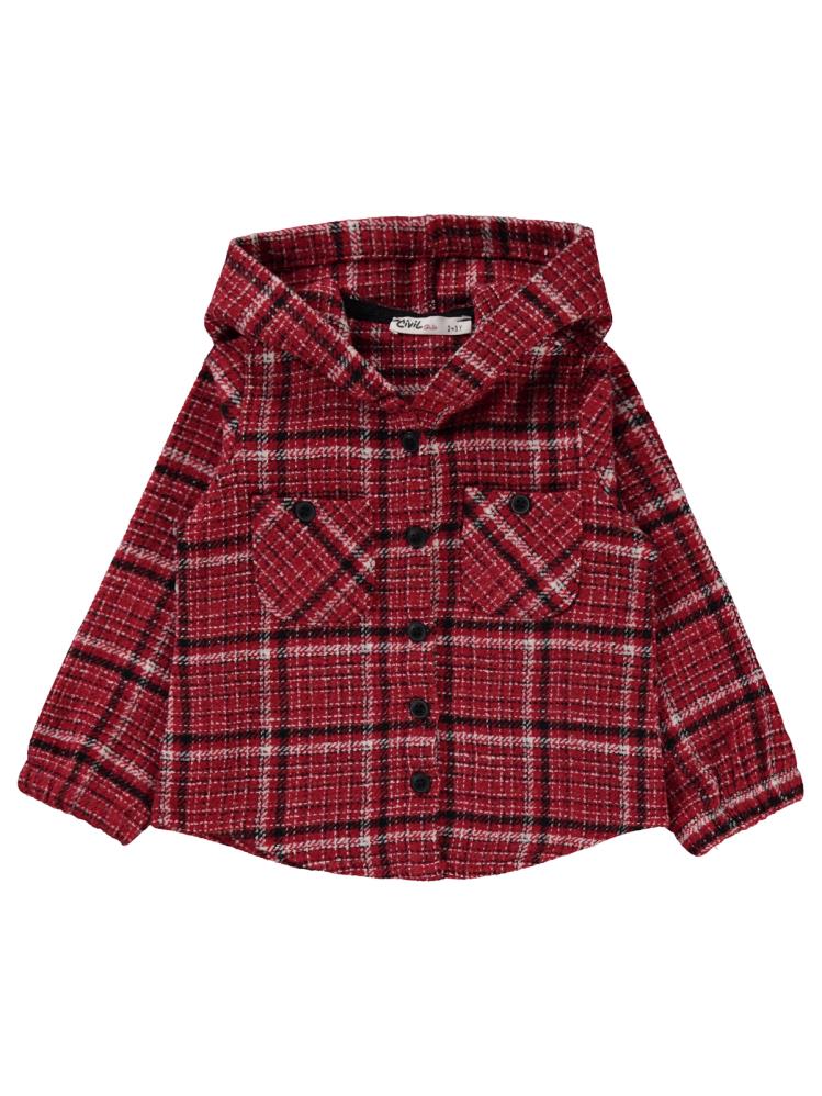 Civil Girls Kolu Lastikli 2-5 Yaş Gömlek - Bordo