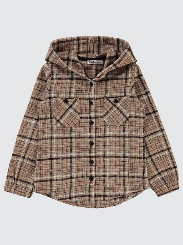Civil Girls Kolu Lastikli 6-9 Yaş Gömlek - Kahve