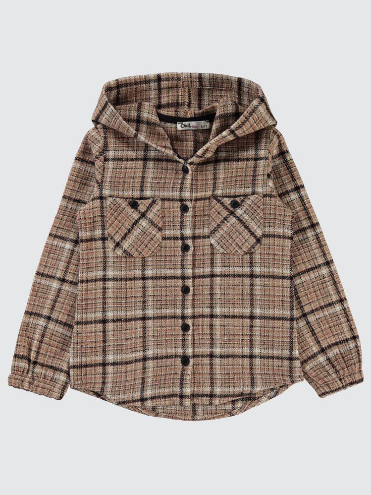 Civil Girls Kolu Lastikli 6-9 Yaş Gömlek - Kahve
