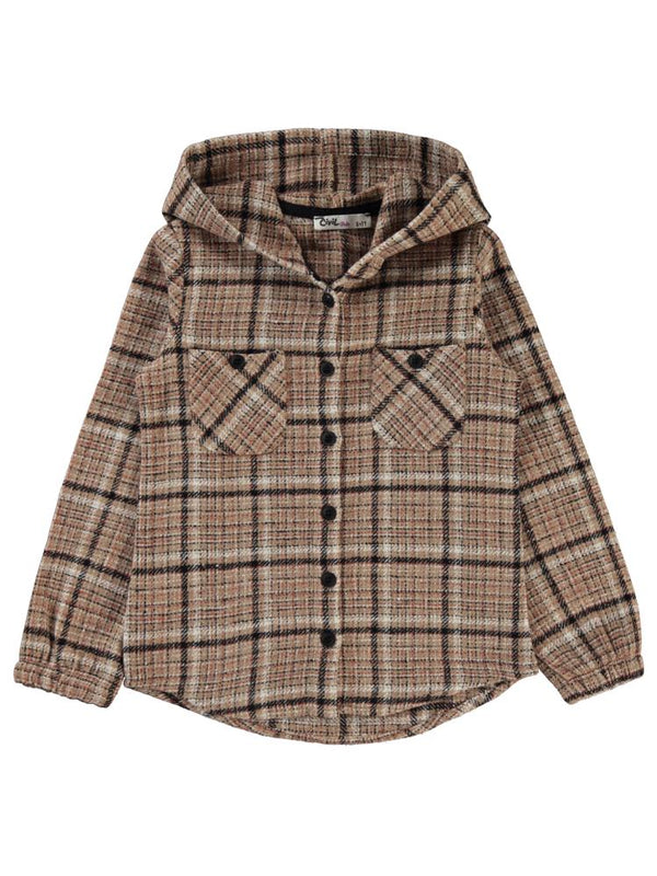 Civil Girls Kolu Lastikli 6-9 Yaş Gömlek - Kahve