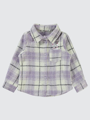 Civil Girls Kedi Nakışlı 2-5 Yaş Gömlek - Lila