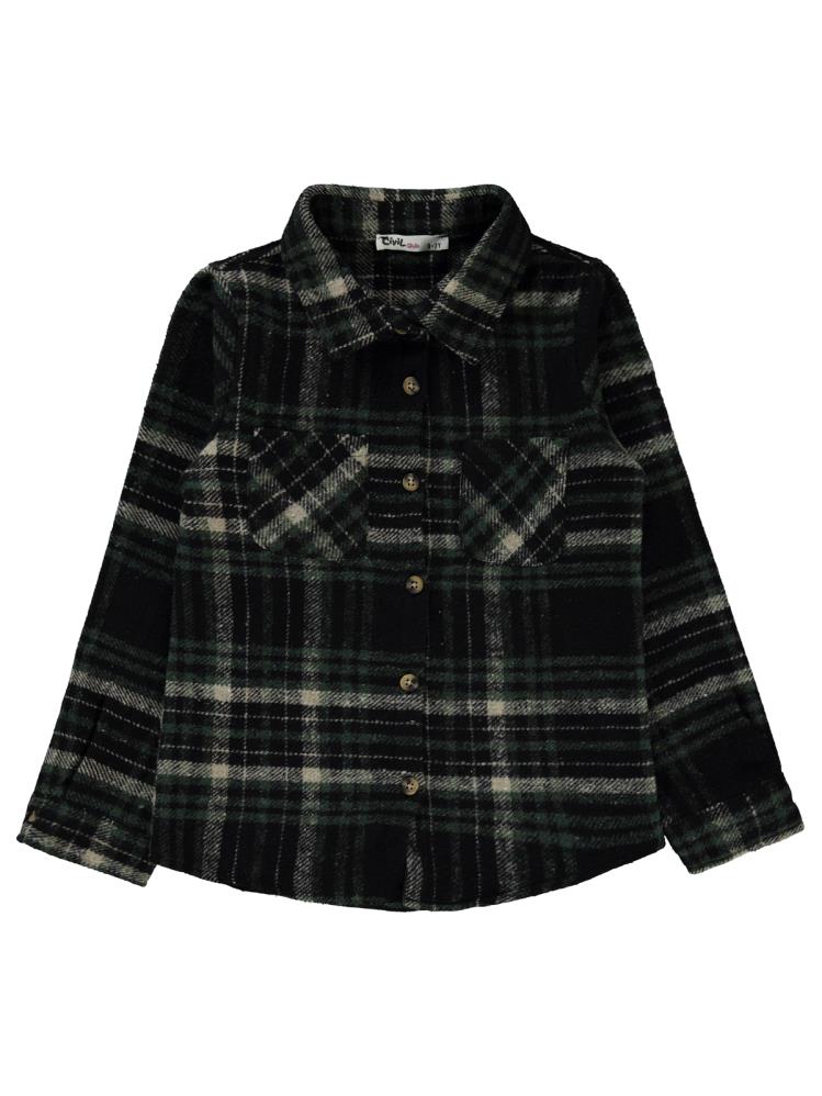 Civil Girls Yakalı Çift Cepli 6-9 Yaş Gömlek - Yeşil