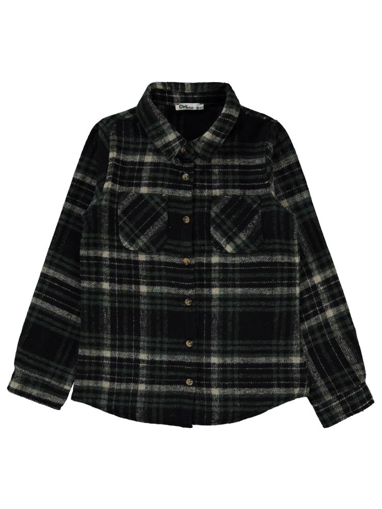 Civil Girls Yakalı Çift Cepli 10-13 Yaş Gömlek - Yeşil