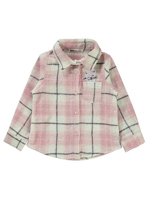 Civil Girls Kedi Nakışlı 2-5 Yaş Gömlek - Pudra