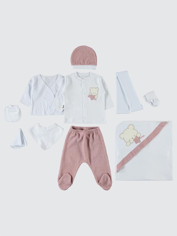 Civil Baby Unisex Bebek 10'lu Zıbın Seti 0-1 Ay - Pudra