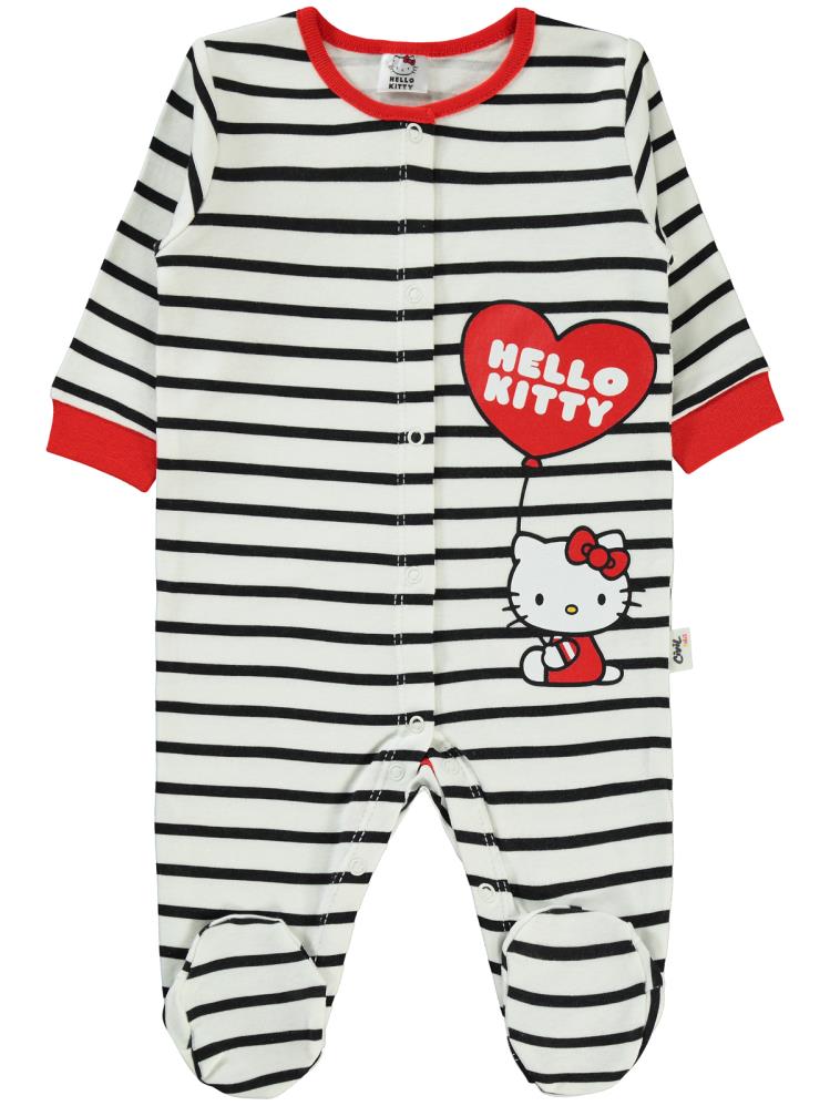 Civil Baby Hello Kitty Çizgi Empirme 1-6 Ay Tulum - Siyah