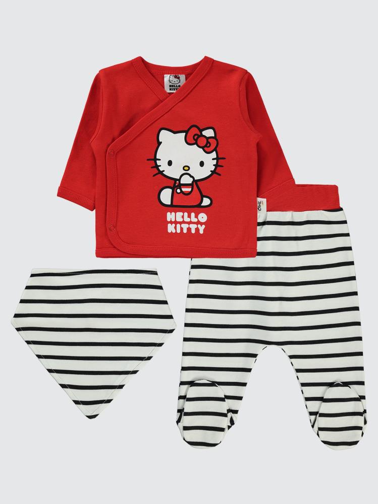 Civil Baby Hello Kitty Çizgi Empirme Zıbın Takımları - Siyah