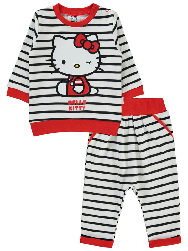 Civil Baby Hello Kitty Çizgi Empirme 6-18 Ay Takım - Siyah