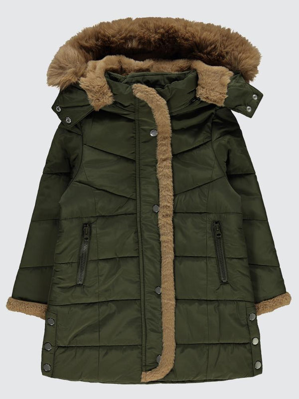 Civil Girls Kol ve Pat Pelüşlü 6-9 Yaş Mont - Haki