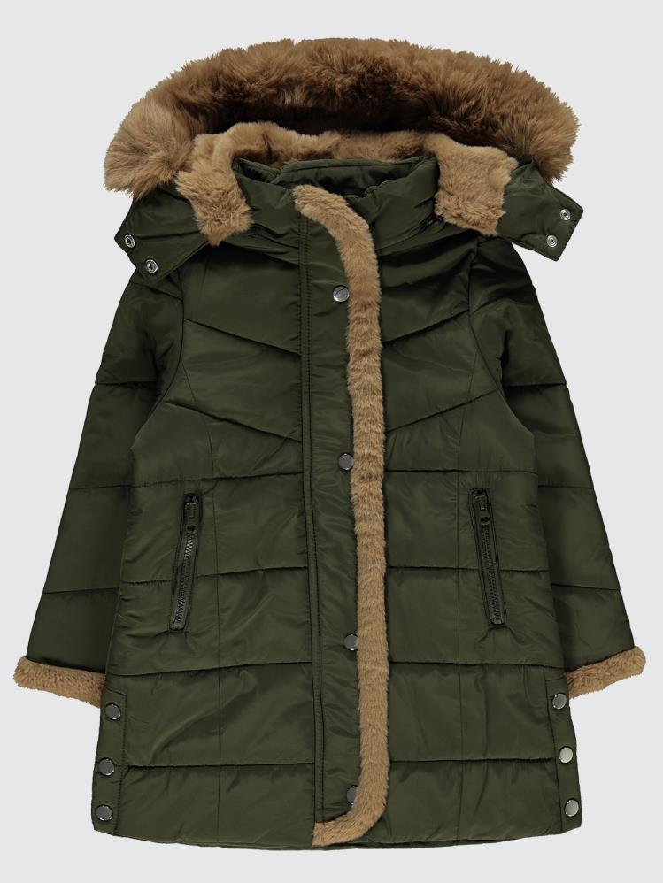 Civil Girls Kol ve Pat Pelüşlü 6-9 Yaş Mont - Haki