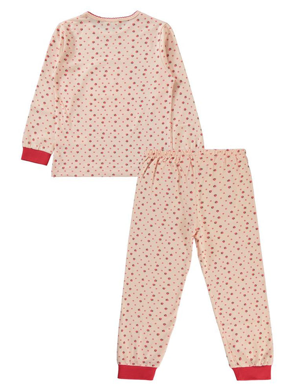 Civil Girls Çilek Baskılı 10-13 Yaş Pijama Takımı - Pudra