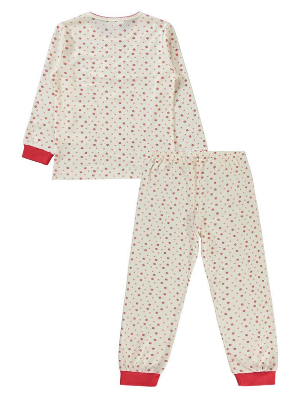 Civil Girls Çilek Baskılı 6-9 Yaş Pijama Takımı - Ekru