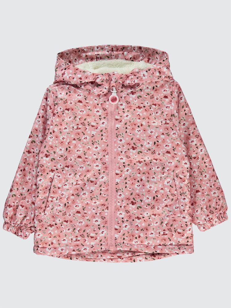 Civil Girls Çiçek Desenli 2-5 Yaş Yağmurluk - Pudra