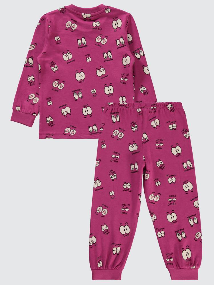 Civil Girls Göz Desenli 2-5 Yaş Pijama Takımı - Fusya