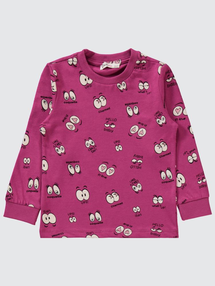Civil Girls Göz Desenli 2-5 Yaş Pijama Takımı - Fusya