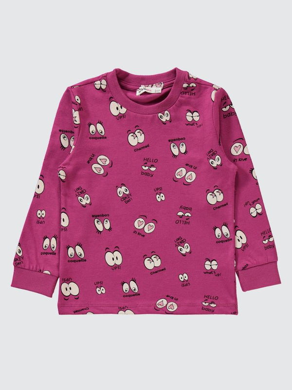 Civil Girls Göz Desenli 2-5 Yaş Pijama Takımı - Fusya