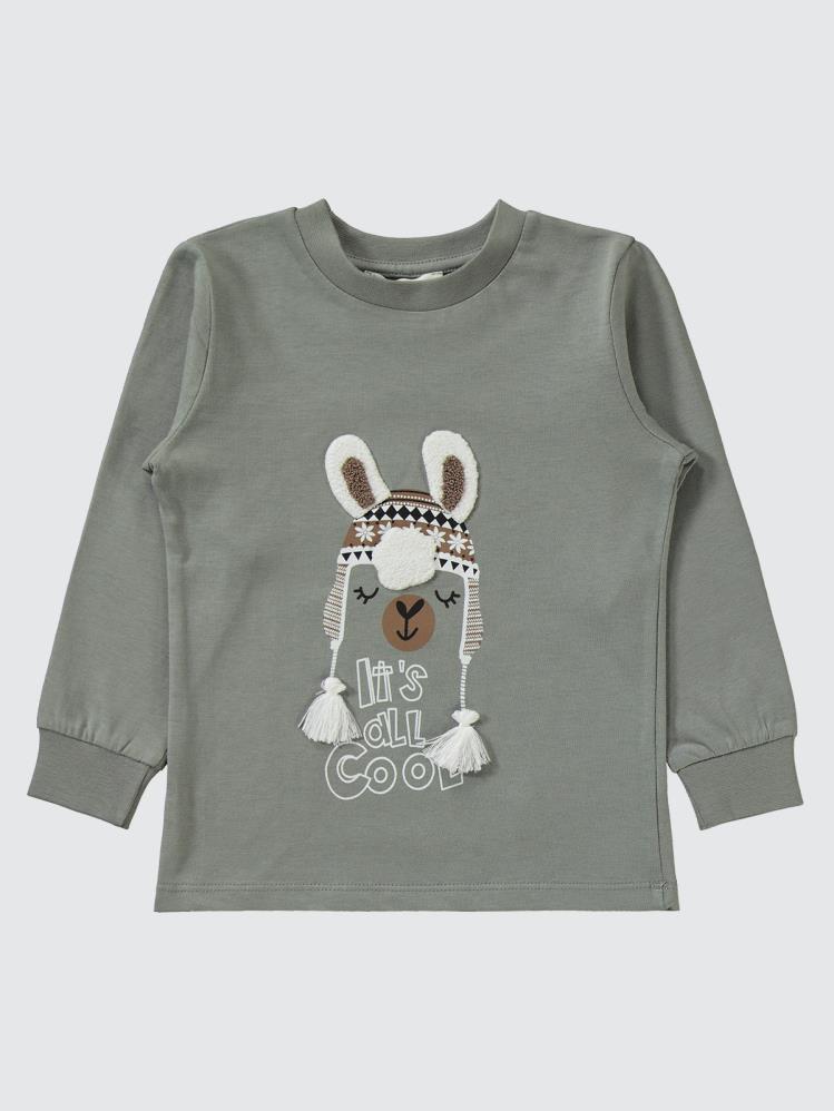 Civil Girls Lama Nakışlı 2-5 Yaş Pijama Takımı - Bej