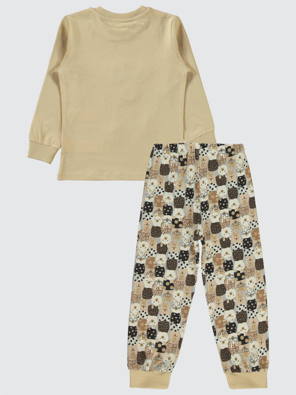 Civil Girls Lama Nakışlı 2-5 Yaş Pijama Takımı - Gri
