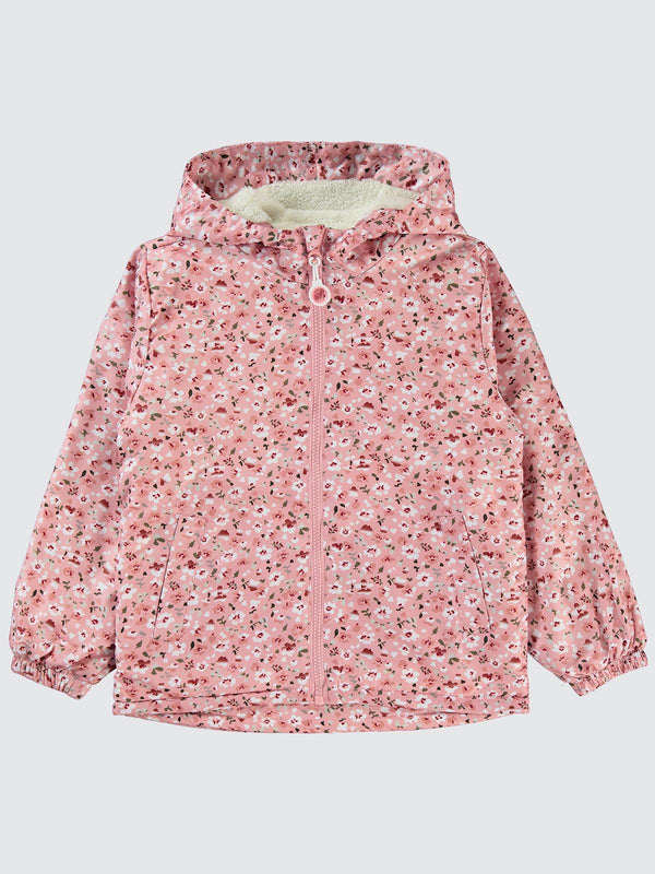 Civil Girls Çiçek Desenli 6-9 Yaş Yağmurluk - Pudra