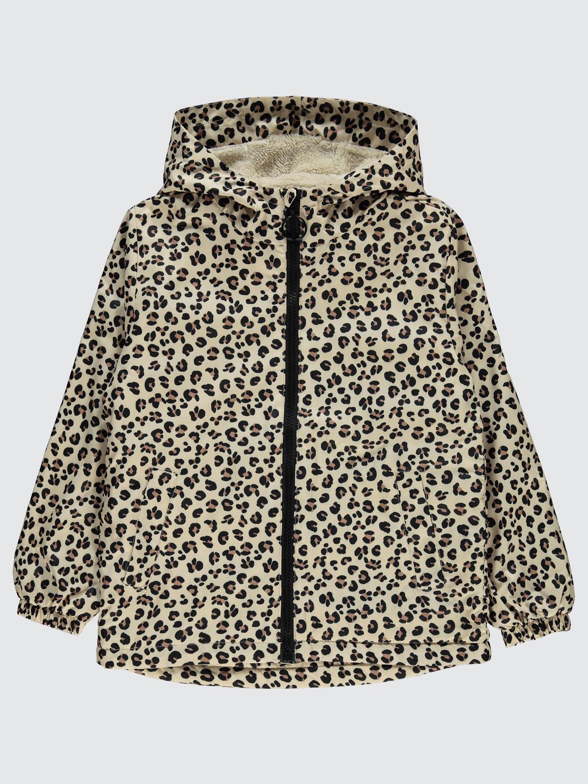 Civil Girls Leopar Desenli 10-13 Yaş Yağmurluk - Bej