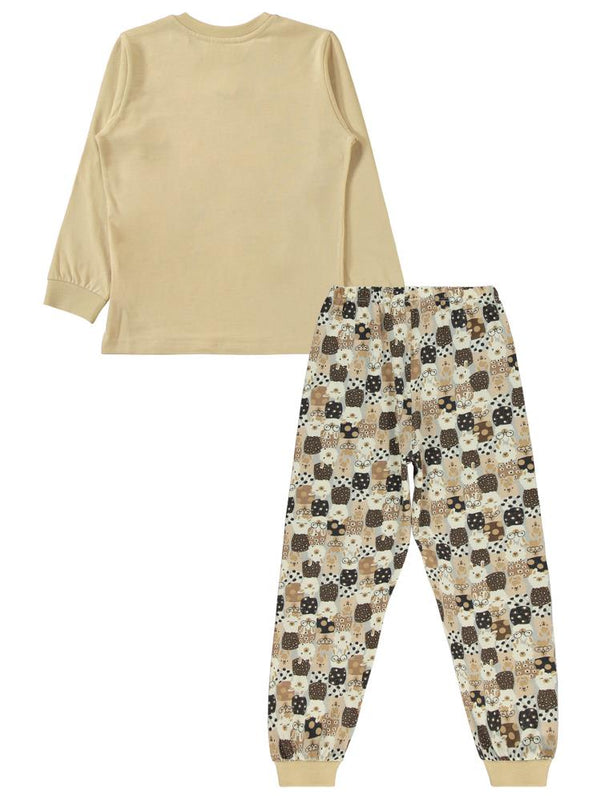 Civil Girls Lama Nakışlı 6-9 Yaş Pijama Takımı - Bej