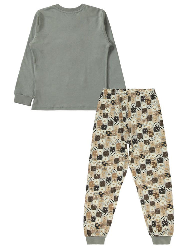 Civil Girls Lama Nakışlı 6-9 Yaş Pijama Takımı - Gri