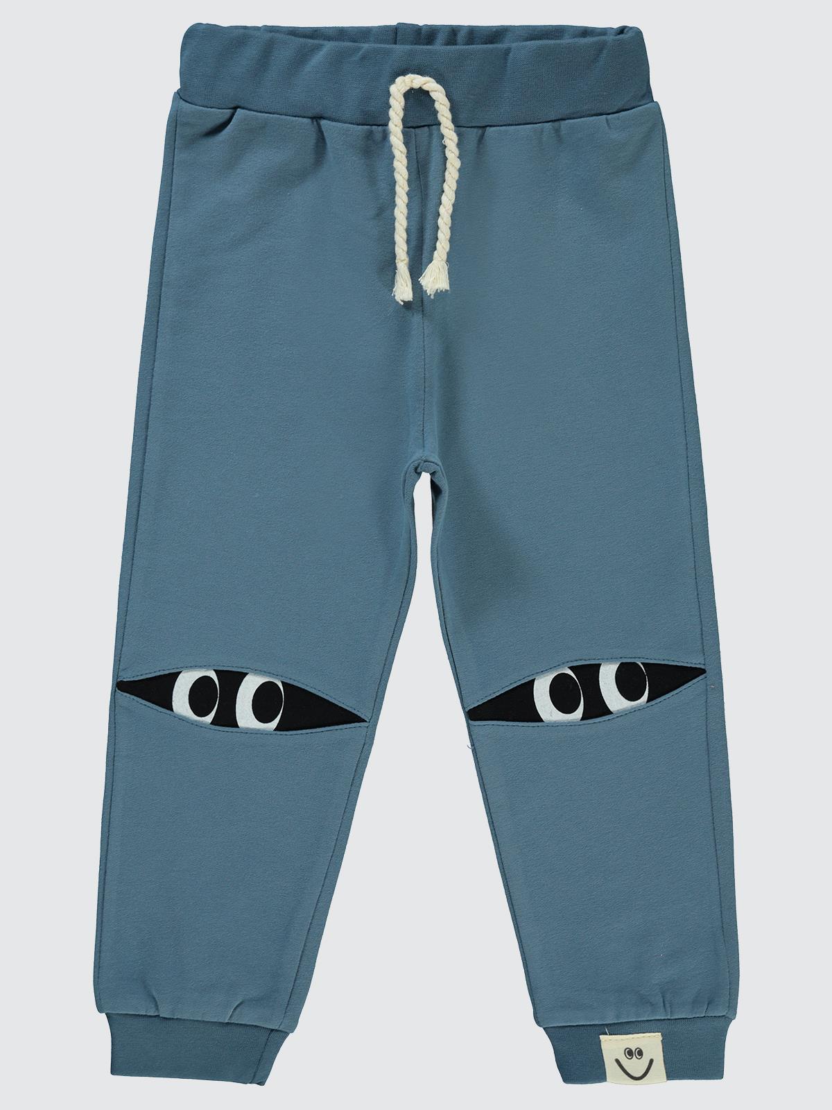 Civil Boys Dizleri Göz Baskılı 2-5 Yaş Eşofman Altı - Mavi