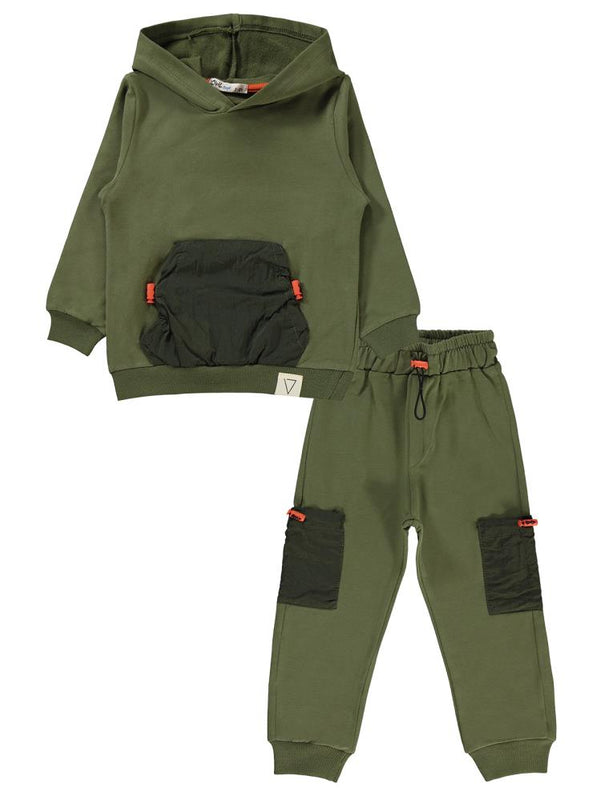 Civil Boys Mikro Cepli Gülen Surat Armalı 2-5 Yaş Eşofman Takımı - Haki