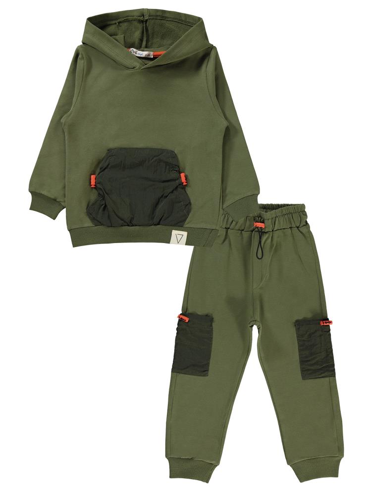 Civil Boys Mikro Cepli Gülen Surat Armalı 2-5 Yaş Eşofman Takımı - Haki