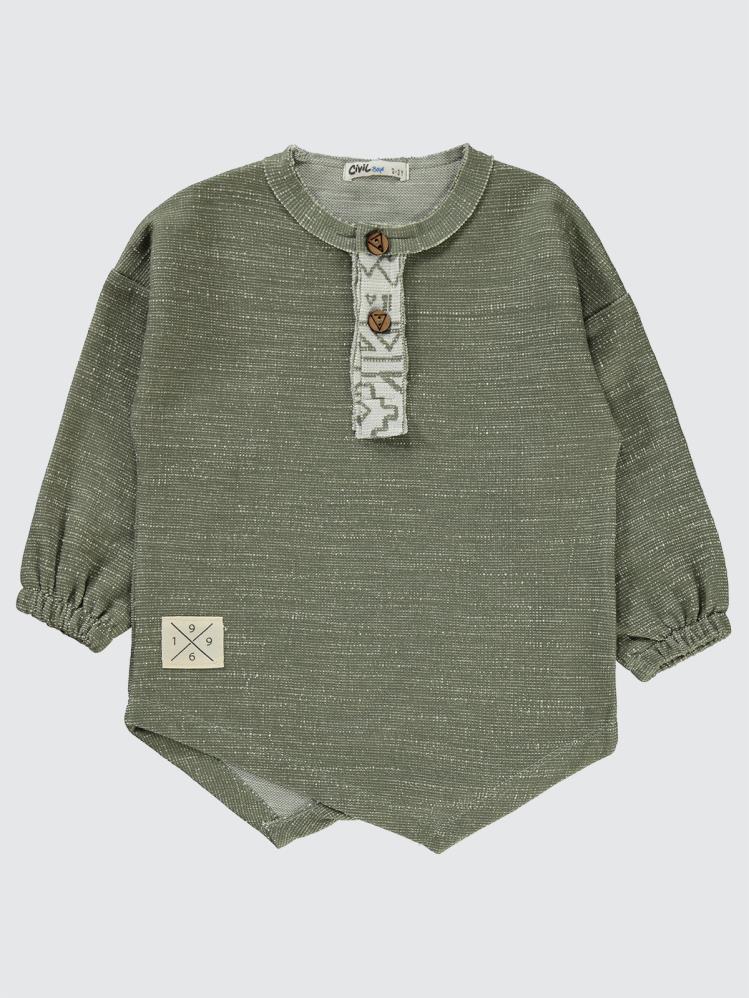 Civil Boys Sahte Patlı Kolu Lastikli 2-5 Yaş Sweatshirt - Haki