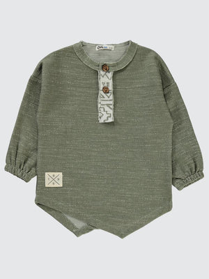 Civil Boys Sahte Patlı Kolu Lastikli 2-5 Yaş Sweatshirt - Haki