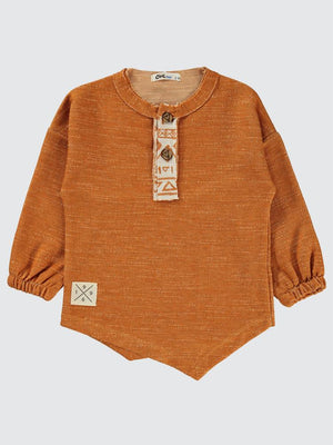 Civil Boys Sahte Patlı Kolu Lastikli 2-5 Yaş Sweatshirt - Turuncu