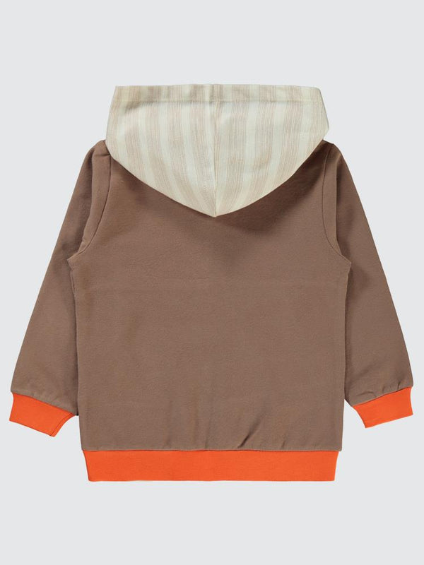 Civil Boys Göz Baskılı Cepli Kapşonlu 2-5 Yaş Sweatshirt - Turuncu