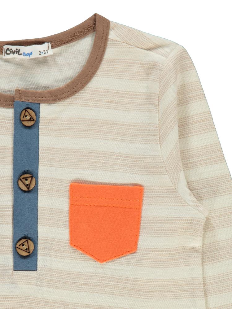 Civil Boys Cizgili Cepli 2-5 Yaş Sweatshirt - Mavi