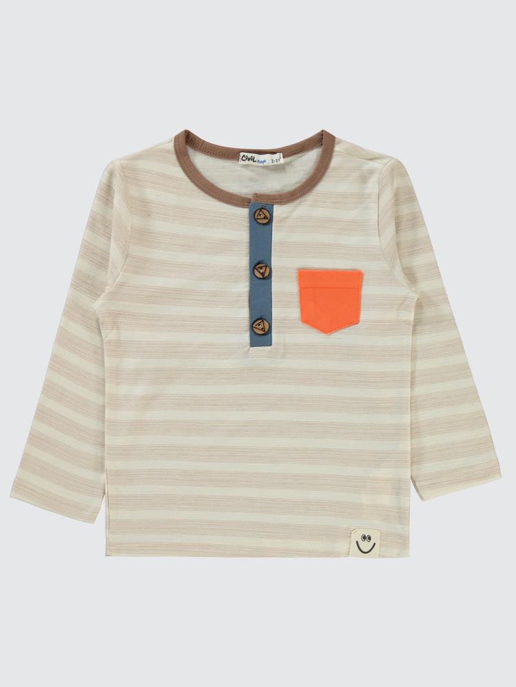Civil Boys Cizgili Cepli 2-5 Yaş Sweatshirt - Mavi