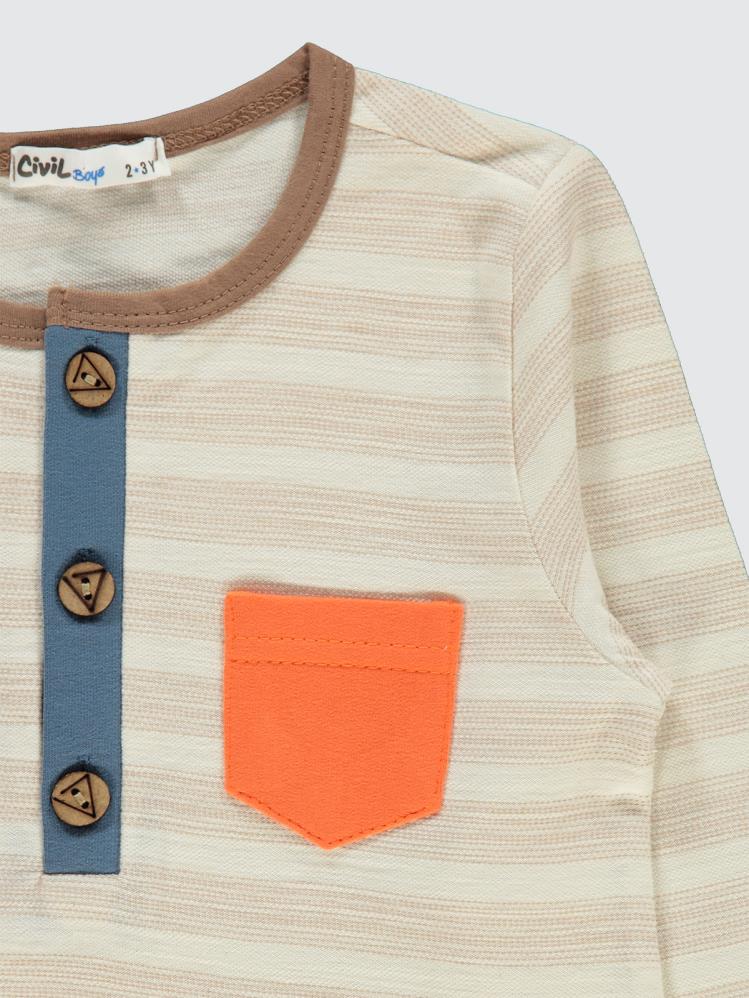 Civil Boys Cizgili Cepli 2-5 Yaş Sweatshirt - Mavi
