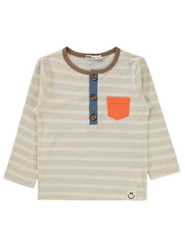 Civil Boys Cizgili Cepli 2-5 Yaş Sweatshirt - Mavi