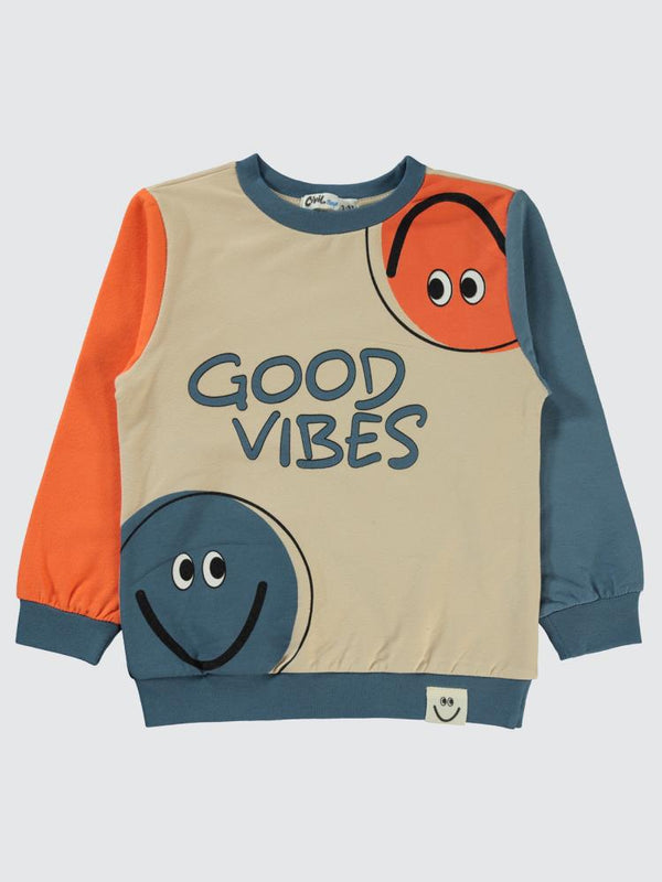 Civil Boys Good Vıbes Baskılı 2-5 Yaş Sweatshirt - Mavi
