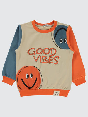 Civil Boys Good Vıbes Baskılı 2-5 Yaş Sweatshirt - Turuncu