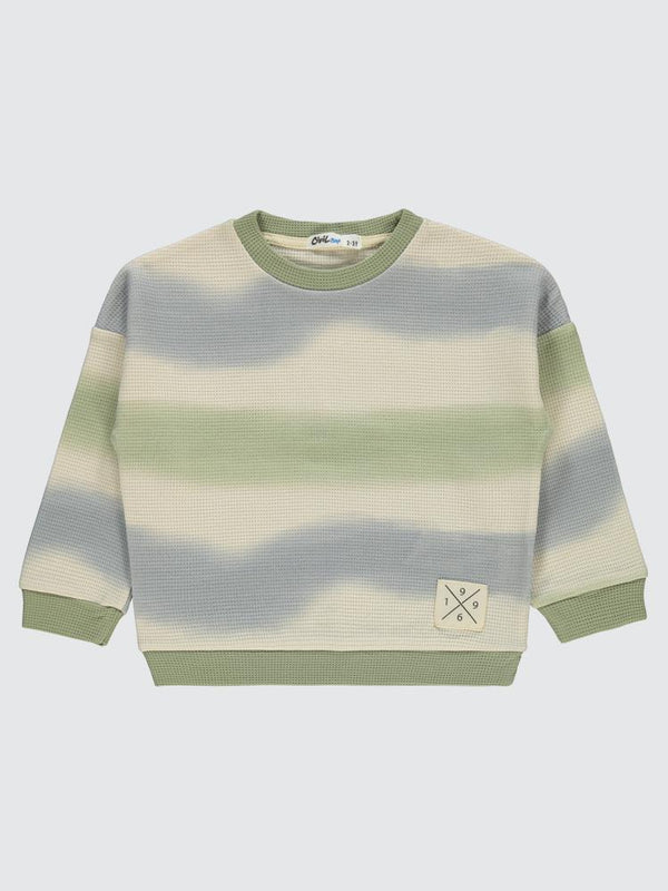 Civil Boys Dalgalı Çizgi Desenli 2-5 Yaş Sweatshirt - Haki