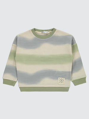Civil Boys Dalgalı Çizgi Desenli 2-5 Yaş Sweatshirt - Haki