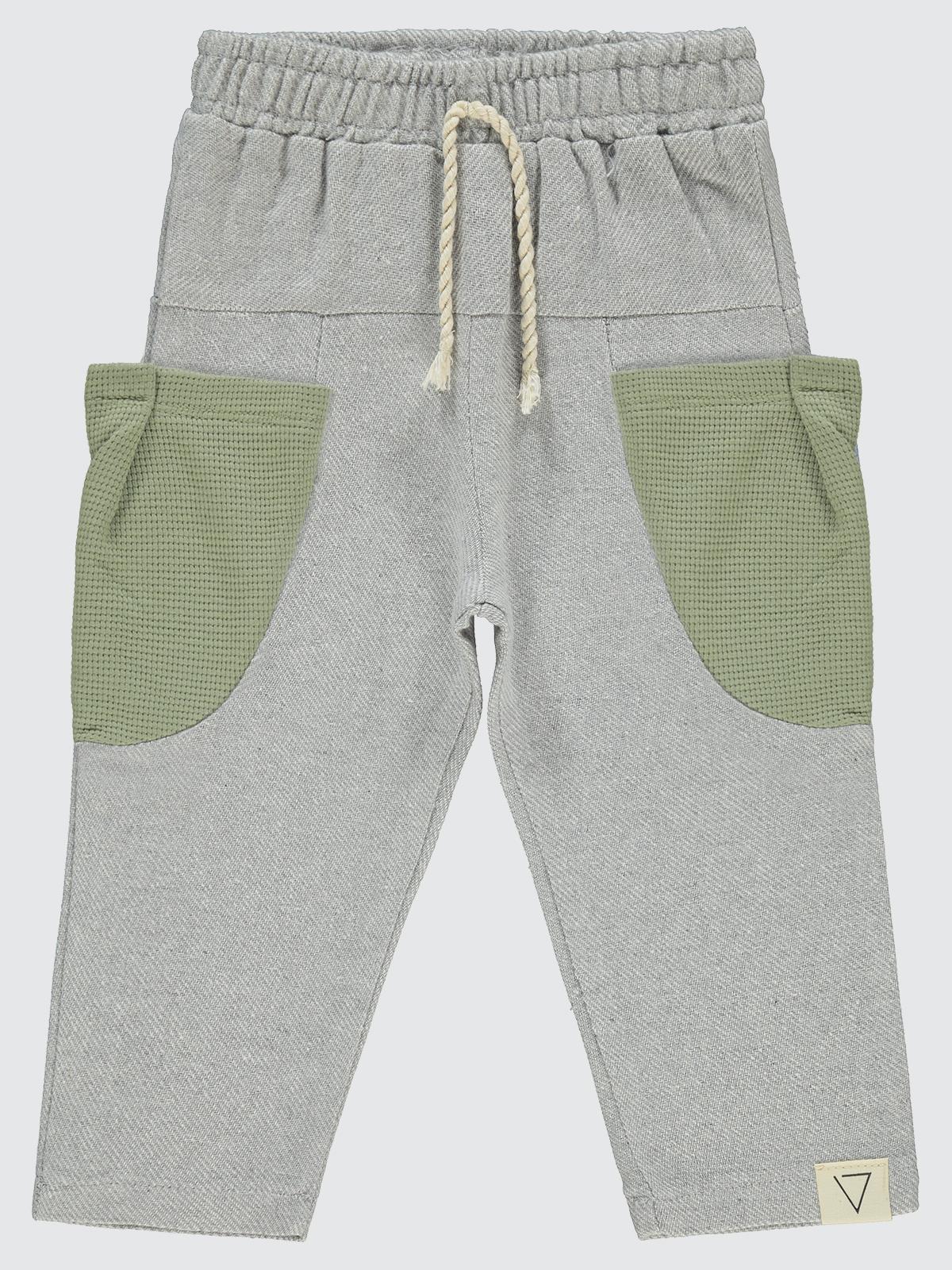 Civil Boys Cepleri Dalgalı Çizgi Desenli 2-5 Yaş Eşofman Altı - Haki