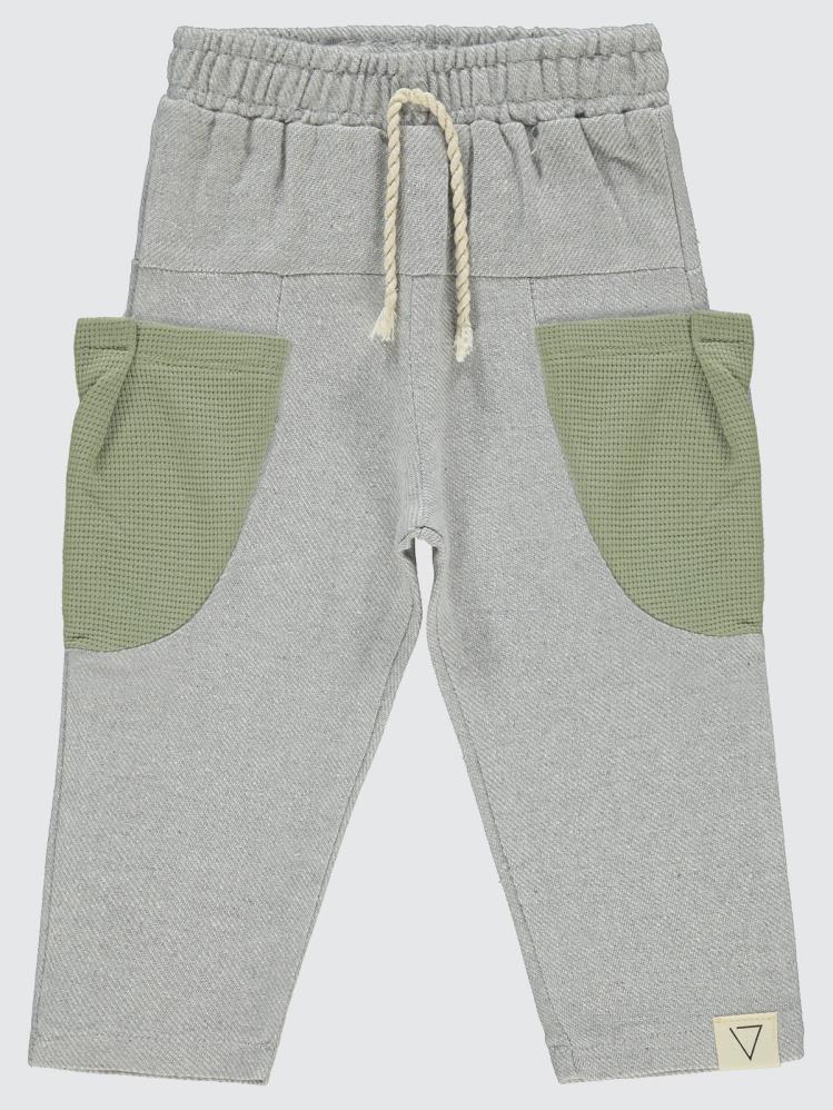 Civil Boys Cepleri Dalgalı Çizgi Desenli 2-5 Yaş Eşofman Altı - Haki