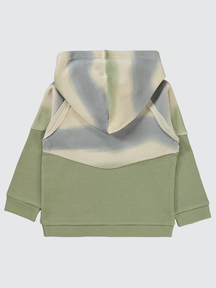 Civil Boys Dalgalı Çizgi Desenli Kapşonlu 2-5 Yaş Sweatshirt - Haki