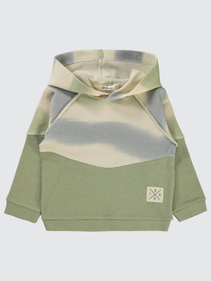 Civil Boys Dalgalı Çizgi Desenli Kapşonlu 2-5 Yaş Sweatshirt - Haki