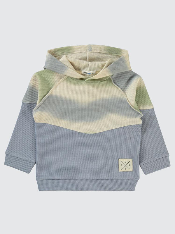 Civil Boys Dalgalı Çizgi Desenli Kapşonlu 2-5 Yaş Sweatshirt - Mavi
