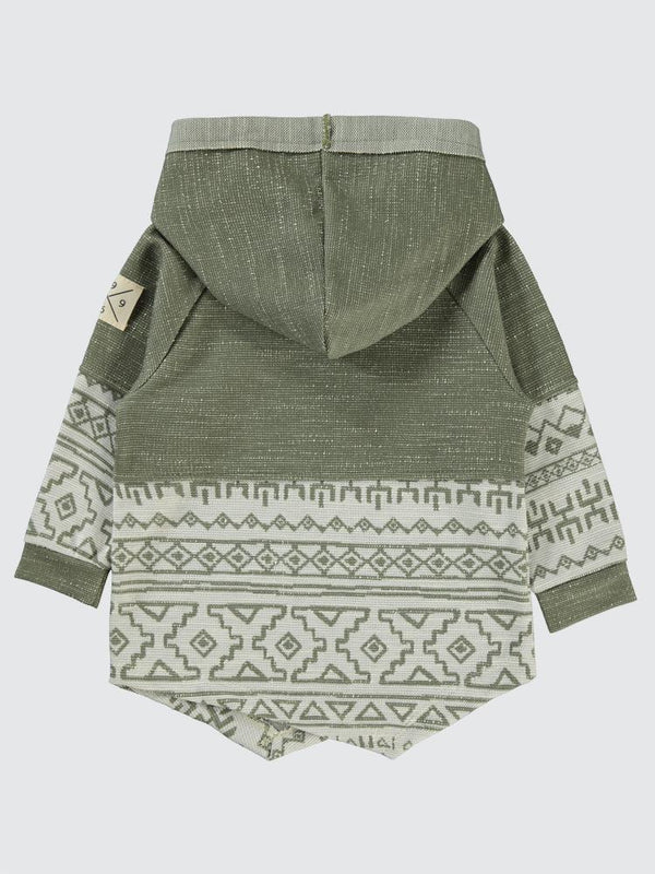 Civil Boys Etnik Desenli Kapşonlu 2-5 Yaş Sweatshirt - Haki